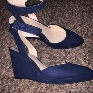 Blue suede wedges 2 inches